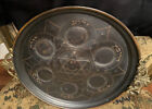 Judaica Vtg Israel Copper Brass Seder Passover Plate Hand Chased Engine Turned