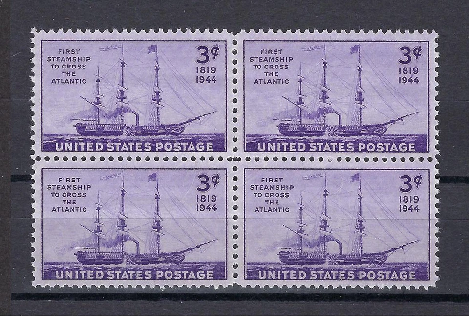 US 1944 Sc# 923 set Savannah Steamship Ship block 4 MNH - Image 1 of 1