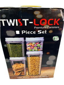 Twist-Lock 8 Piece Set BPA Free Premium Canisters Airtight Stackable Dishwasher 