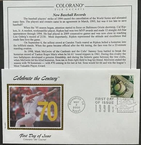 Colorano Silk 3191 Baseball Records Mark McGwire 70th CTC 1990s with Info Card - Picture 1 of 1