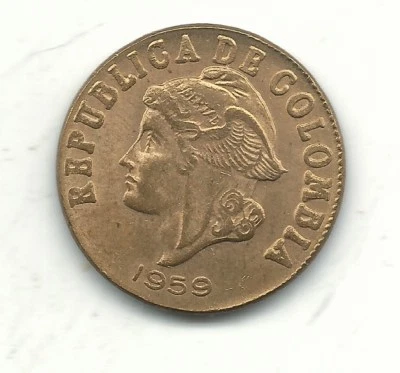 MONEDA DE DOS CENTAVOS COLOMBIA 1959 ALTA CALIDAD-JAN015 Foto 1 de 2