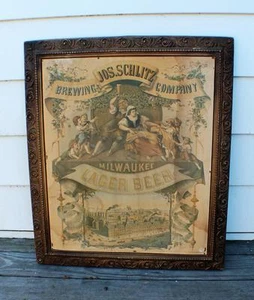 1971 JOS. Schlitz Brewing Co. Milwaukee Lager Beer ad Sign 84275 framer rare! - Picture 1 of 1