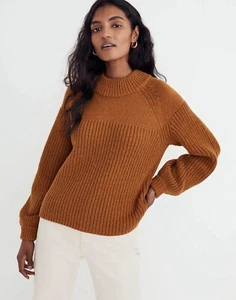 madewell Pullover mit Ballonärmeln und Stehkragen in Eichel XS - Bild 1 von 7