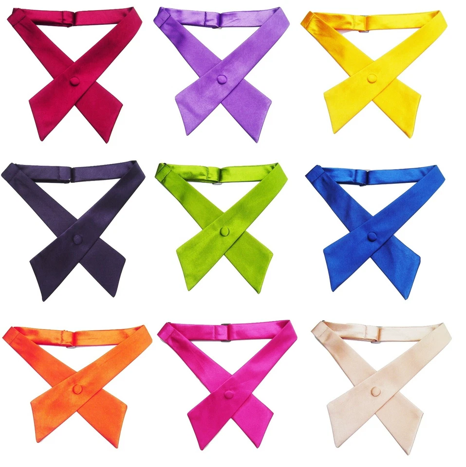 Unisex Cross Over Bowtie Mens Necktie Cravat Pre Tied Adjustable bow tie Satin - Image 1 of 1