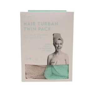 Hair Turban Towel Microfibre Twin Pack Mint Grey Infused With Danielle Creations - Picture 1 of 3
