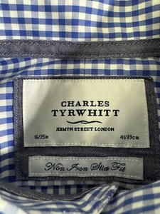 Charles Tyrwhitt Slim Fit Non Iron Dress Shirt Mens 16 - 35 Blues Plaid Checked - Picture 1 of 6
