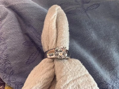 Designer SJD 925 Sterling Silver Cubic Zirconia Solitaire Ring - Image 1 of 4