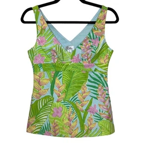 Camiseta sin mangas tropical vintage Lilly Pulitzer sin mangas cuello en V multi para mujer 0 nueva con etiquetas - Imagen 1 de 5