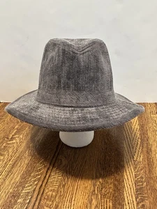 LL Canto Italian Designer Men’s Velvet Fedora Hat Med Grey Wool Skin Twill - Picture 1 of 6