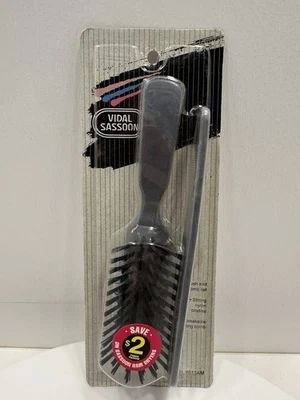VINTAGE *NEW* 1992 Vidal Sassoon 6013KM Brush & Comb Set Drk Gray - Image 1 of 3