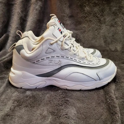 FILA Mens Fila Ray White Navy Gray Stripe Sneakers Size 9.5 - Изображение 1 из 4