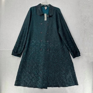 NWT Chicos Travelers Jacket Womens Size LARGE Green Crushed Trench Coat NO BELT - Picture 1 of 10