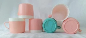 Lot 6 Retro Bolero Therm-O-Ware Mugs Vintage 1950s 5 Pink 1 Blue Kid Friendly - Picture 1 of 11