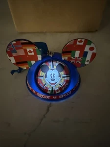 Walt Disney World Epcot Flags Ears Hat Ornament  Light Up RETIRED NWOT - Picture 1 of 5