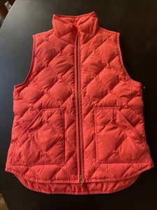 J. Crew Damen gefütterte Weste Rautensteppung Gänsedaunen koralle Größe Medium - Bild 1 von 14