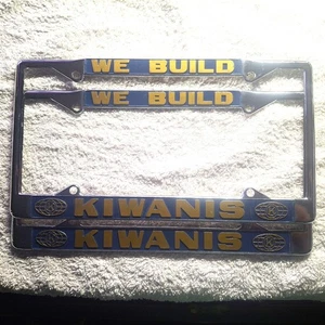 NOS We Build Kiwanis International Car Dealer Metal License Plate Frame PAIR - Picture 1 of 2