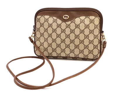 Gucci Vintage Bag GG Supreme Crossbody Shoulder Bag Clutch Purse Brown Authentic - Image 1 of 4