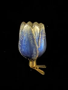 Vintage Merkur mundgeblasenes Glas Deutsch Lauscha Clip On Ornament blaue Tulpe - Bild 1 von 4