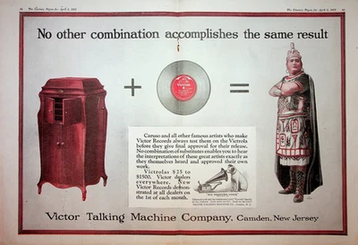 Original 1921 Vintage Recorder Ad: Ft. Victor, "His Masters Voice" #Victrola - Image 1 of 2