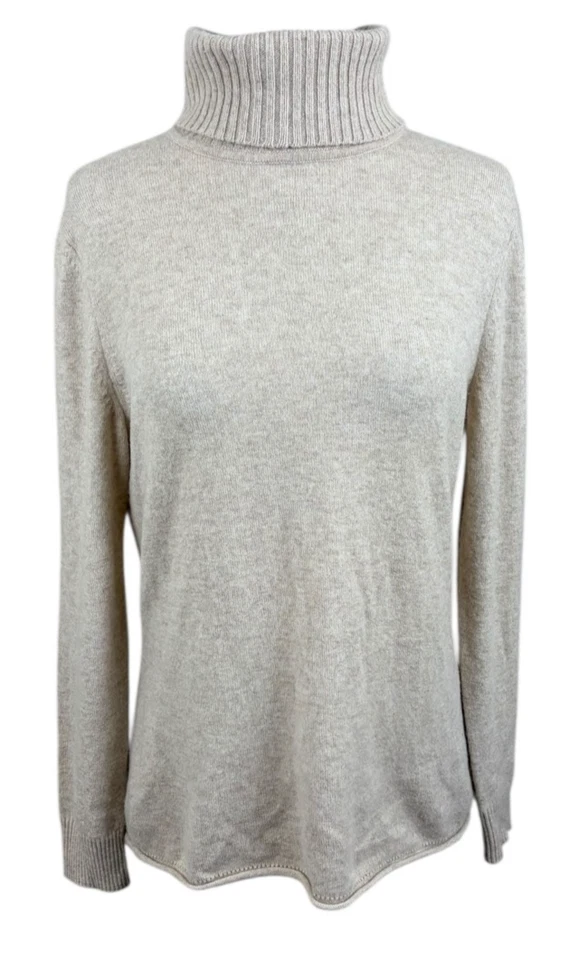 Suéter Lafayette 148 New York Tostado Neutro 100% Cachemira Cuello Alto M Lujo Foto 1 de 4