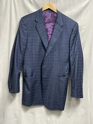 Blazer David August Couture a medida forro de lunares púrpura azul marino 44R Foto 1 de 4