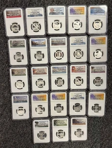 Lot 23 US .900 Silver Quarters America The Beautiful NGC Graded PF 70 C-313 - Picture 1 of 4