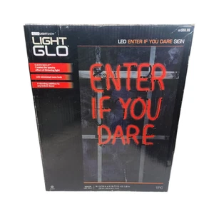 Light Glo LED Enter If You Dare Sign Indoor Window Halloween Decoration - Picture 1 of 8