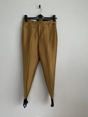 Vintage SKEA Schoeller Skifans Size 14 Sleek Gold Stirrup Ski Snow Pants - Image 1 of 4