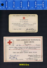 WWII 1942 AMERICAN NATIONAL RED CROSS First Aid & Chapter Membership CARDS