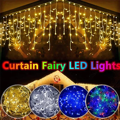 Christmas Icicle Lights Outdoor LED Curtain Fairy String Light Xmas Party Decor - Image 1 of 4