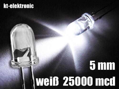 50 Stück LED 5mm weiß ultrahell 25000mcd - Bild 1 von 1