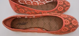 Woman's coral floral mesh sheer ballet flat slippers size 91/2M Lucky slides - Picture 1 of 7