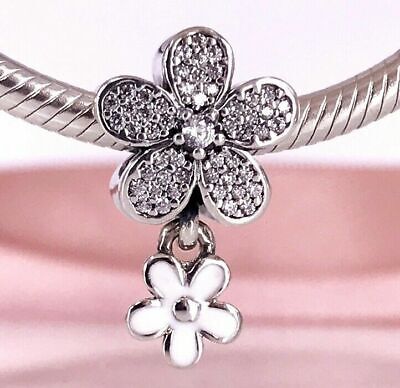 Genuine Pandora Silver  ALE 925 Dangling Daisy Flower Pave Charm 792098CZ  • 11.99£