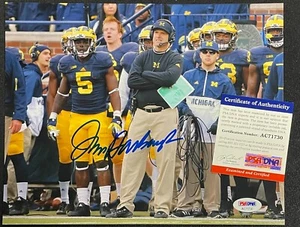 JIM HARBAUGH SIGNED MICHIGAN WOLVERINES 8x10 PHOTO PSA/DNA COA - Picture 1 of 1