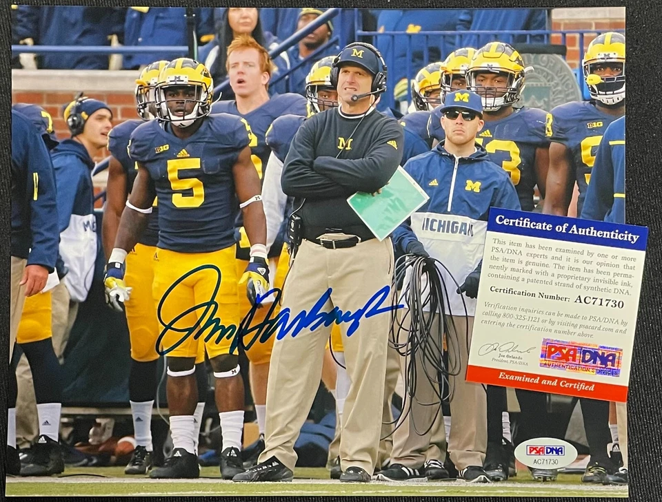 JIM HARBAUGH SIGNED MICHIGAN WOLVERINES 8x10 PHOTO PSA/DNA COA - Image 1 of 1