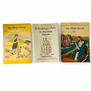 1959 Lot 3 Vintage Bible Books Greek Orthodox Liturgy Kids – Wear w/Age - Bild 1 von 16