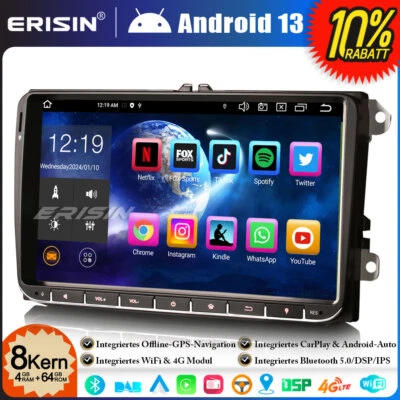 9" 64GB Android 13 Autoradio GPS Für VW Passat Golf Tiguan Caddy T5 Seat Skoda - Bild 1 von 4
