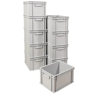 10x Eurobehälter / Stapelboxen, grau, LxBxH 400x300x235 mm, 22,5 Liter - Bild 1 von 1