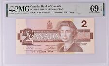 1986 Canada Bank of Canada $2 Dollars Banknote BC-55b-i PMG 69 EPQ Superb Gem.