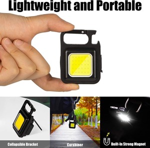Mini COB LED Keychain Light Flashlight USB Rechargeable Torch Lamp Working 800LM