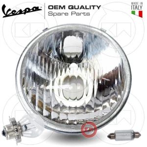FARO VESPA 50 R L N TONDO d.105mm FANALE ANTERIORE COMPLETO CON LAMPADE INCLUSE - Picture 1 of 6