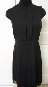 Women's Anne Taylor Black Sheer Silk Pleated Sleeveless Dress Size 4 - Picture 1 of 7