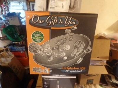 CALPHALON 16" ENSALADERA HECHA A MANO DE ALUMINIO ANODIZADO DURO DURADERO NUEVO EN CAJA Foto 1 de 4