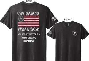 OPA-LOCKA-FLORIDA* VETERANO MILITARE*ONE NATION UNDER GOD * CAMICIA 2 LATI - Foto 1 di 9