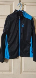 Boy's Spyder Zip Up Jacket Black/Blue Size Med 10/12 - Picture 1 of 6