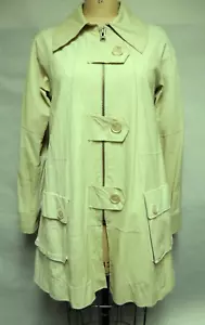 Illia Pale Green Soft Leather Seamed Jacket Knee Length Size 8 EUC - Picture 1 of 16