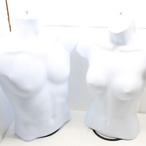 Mannequin Set Male & Female Torso Dress Body Form Plastic W/Stands Adjustable 