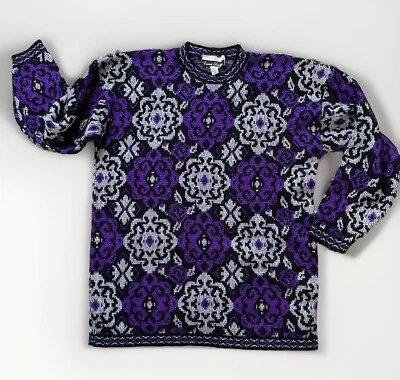 Suéter Vintage Mujer Años 80 90 METÁLICO Lurex Floral Gran Tamaño Retro Pequeño Mediano Foto 1 de 4