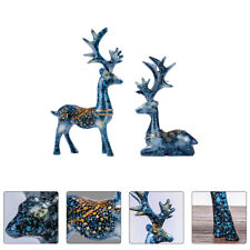 2pcs Deer Resin Ornament Elk Figurines Reindeer Figures Wildlife Figurines