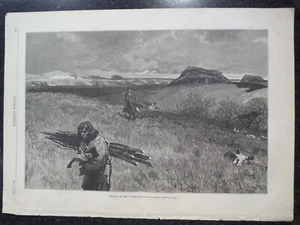 Indians Squaw On The Plains Prairie Gathering Fire Wood Harper's Weekly 1884 - Picture 1 of 1
